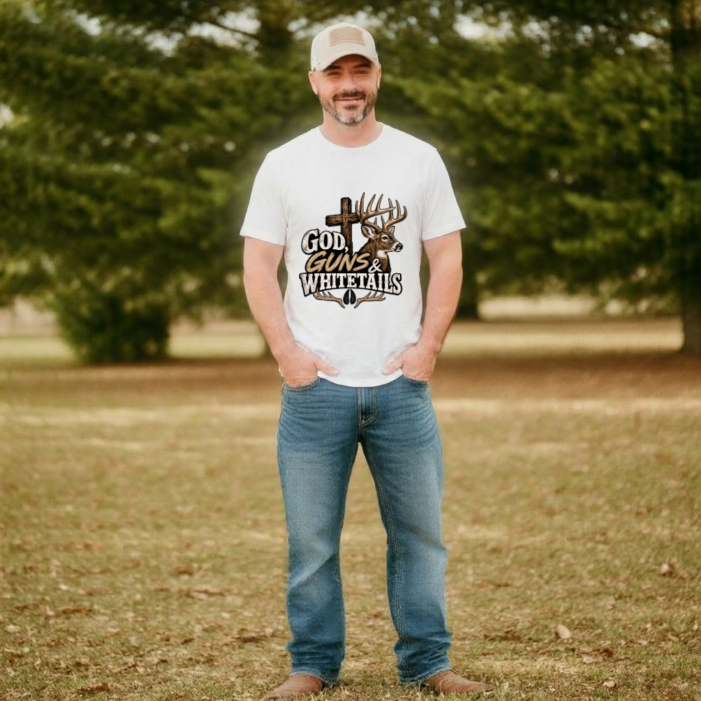 God, Guns & Whitetails Men's Tshirt